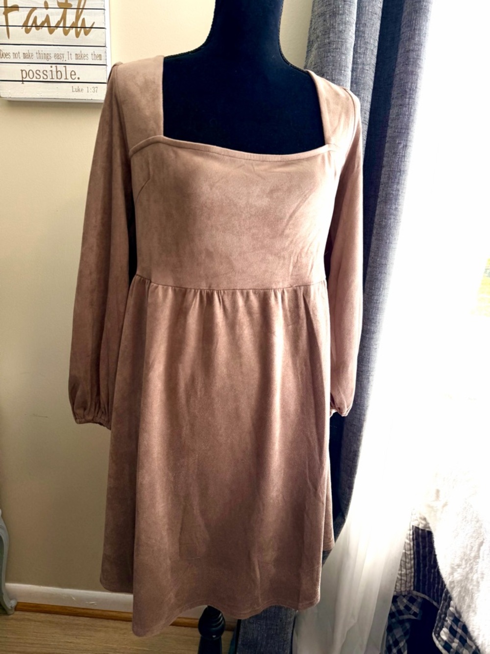 Pink Lily Brown Long Sleeve Dress